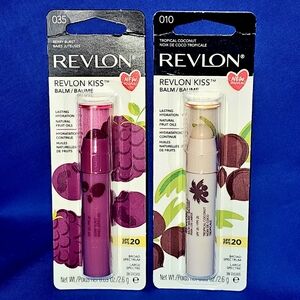 2 Revlon Kiss Balm Tinted Lip 010 Tropical Coconut 035 Berry Burst Natural Fruit